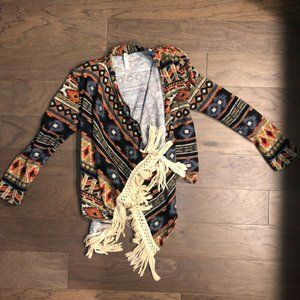 Multi-colored, Aztec Printed Cardigan Sweater